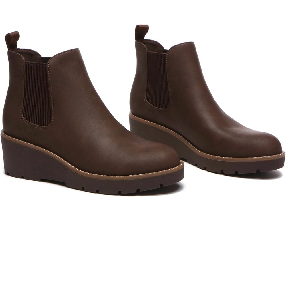 Womens MYSOFT WEDGE BOOTS ELASTIC platform slip on wedge ankle boots sz11